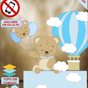 ARQUIVO de Corte Topo de Bolo Cha Revelação Bebe Urso Ursinho - 23