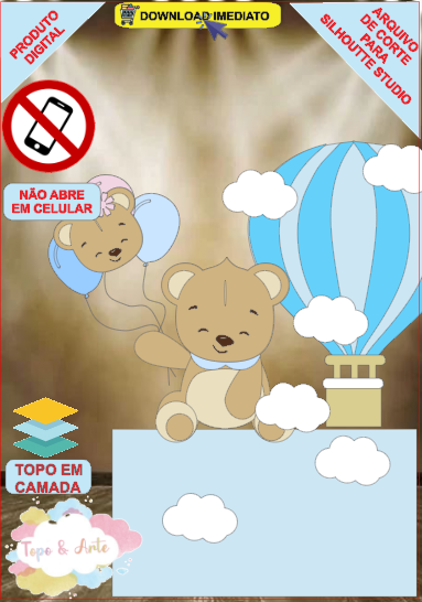 ARQUIVO de Corte Topo de Bolo Cha Revelação Bebe Urso Ursinho - 23