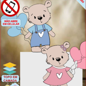 ARQUIVO de Corte Topo de Bolo Cha Revelação Bebe Urso Ursinho - 26