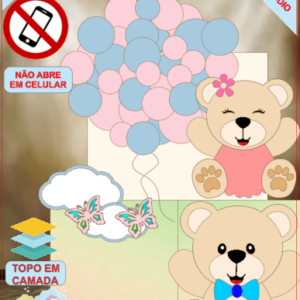 ARQUIVO de Corte Topo de Bolo Cha Revelação Bebe Urso Ursinho - 29