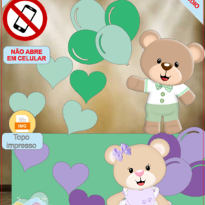 ARQUIVO de Corte Topo de Bolo Cha Revelação Bebe Urso Ursinho - 32