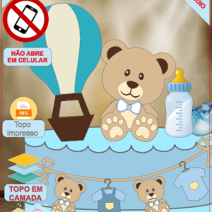 ARQUIVO de Corte Topo de Bolo Cha Revelação Bebe Urso Ursinho - 33