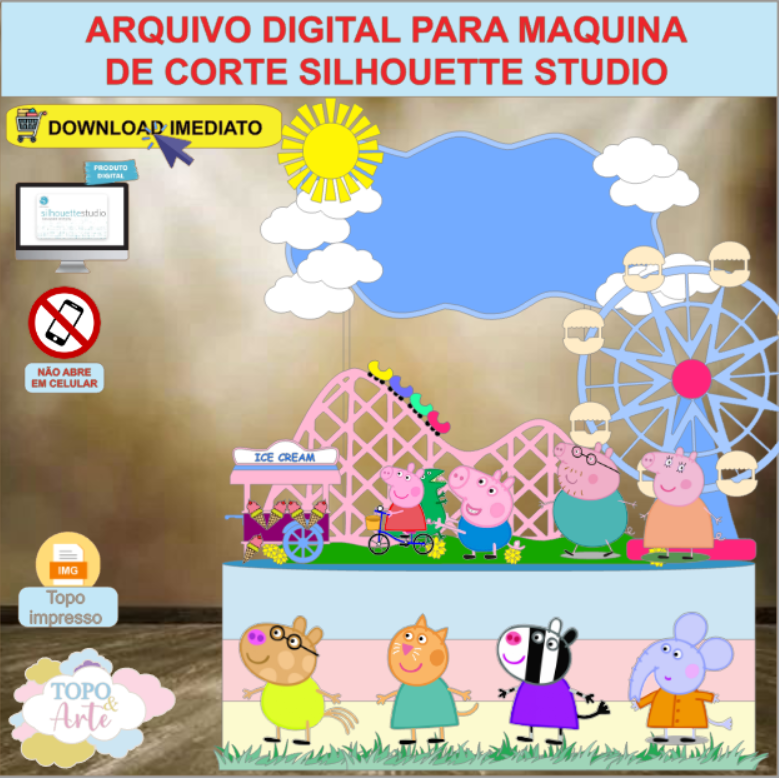 ARQUIVO de Corte Topo de Bolo Peppa Pig - 04