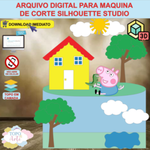 ARQUIVO de Corte Topo de Bolo Peppa Pig com Casa 3D - 08