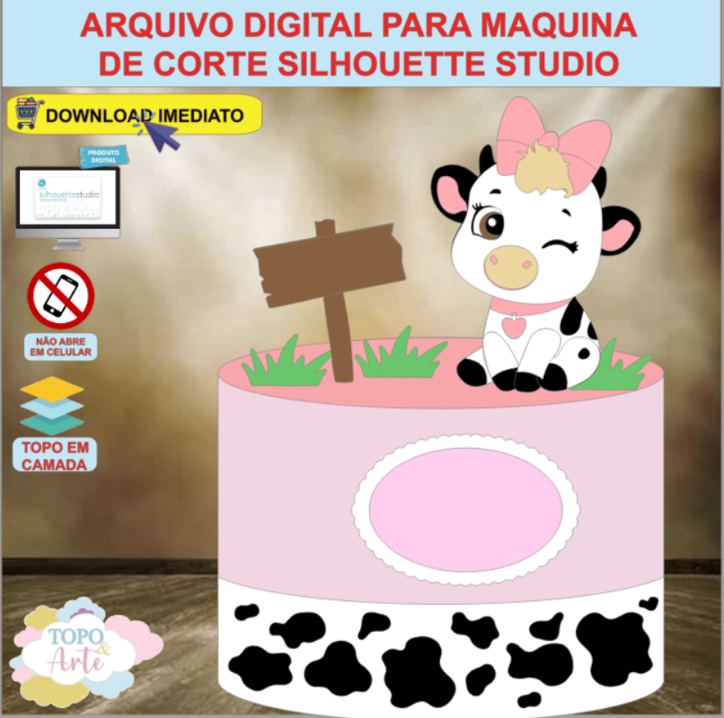 ARQUIVO de Corte Topo de Bolo Vaca Vaquinha - 11