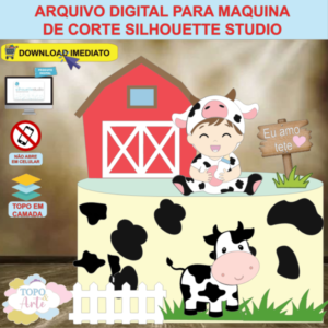 ARQUIVO de Corte Topo de Bolo Vaca Vaquinha Menina - 15