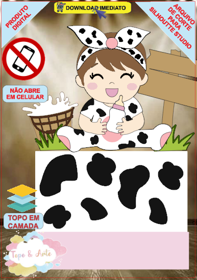 ARQUIVO de Corte Topo de Bolo Vaca Vaquinha Menina Eu Amo Tete - 13