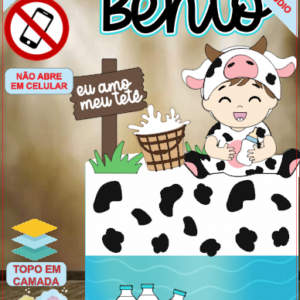 ARQUIVO de Corte Topo de Bolo  Vaca Vaquinha Menino Eu Amo Tete - 09