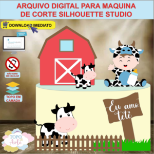 ARQUIVO de Corte Topo de Bolo Vaca Vaquinha Menino - 16