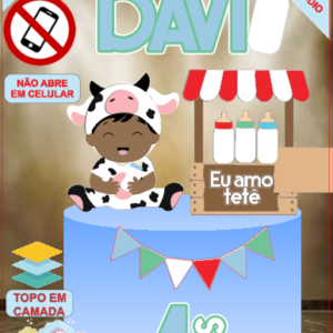 ARQUIVO de Corte Topo de Bolo Vaca Vaquinha Menino Eu Amo Tete - 14