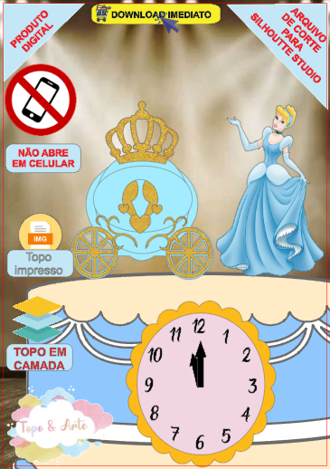 ARQUIVO de Corte Topo de Bolo Cinderela - 05