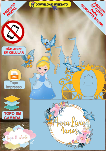 ARQUIVO de Corte Topo de Bolo Cinderela - 12
