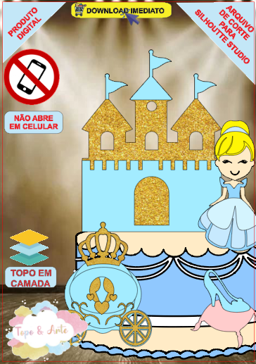 ARQUIVO de Corte Topo de Bolo Cinderela - 14