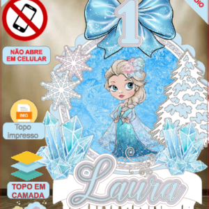 ARQUIVO de Corte Topo de Bolo Frozen Anna, Elsa, Sven - 11