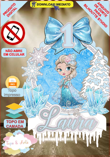 ARQUIVO de Corte Topo de Bolo Frozen Anna, Elsa, Sven - 11