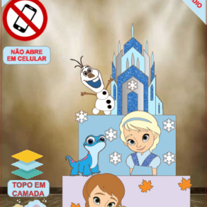 ARQUIVO de Corte Topo de Bolo Frozen Anna, Elsa, Sven - 12