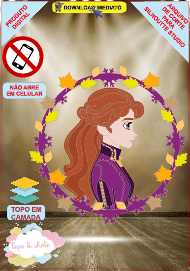 ARQUIVO de Corte Topo de Bolo Frozen Anna, Elsa, Sven - 14