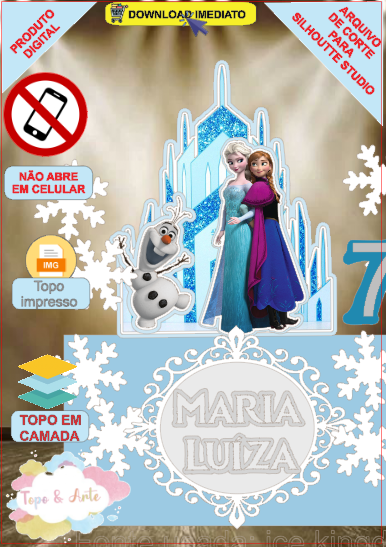 ARQUIVO de Corte Topo de Bolo Frozen Anna, Elsa, Sven - 17
