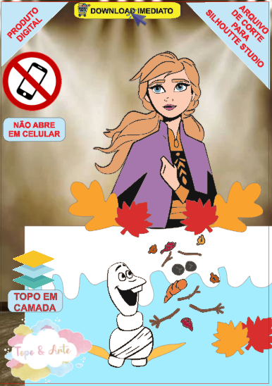 ARQUIVO de Corte Topo de Bolo Frozen Anna, Elsa, Sven - 19