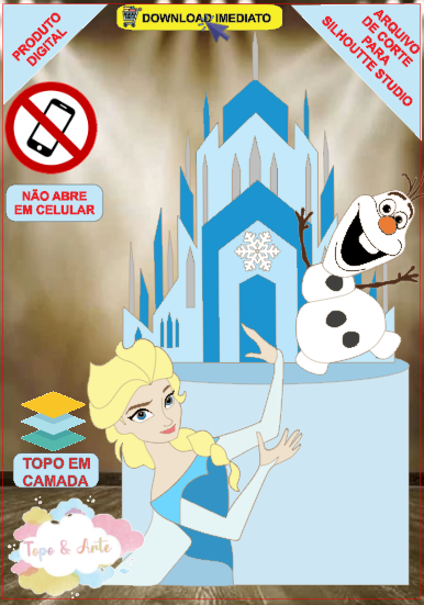 ARQUIVO de Corte Topo de Bolo Frozen Anna, Elsa, Sven - 20
