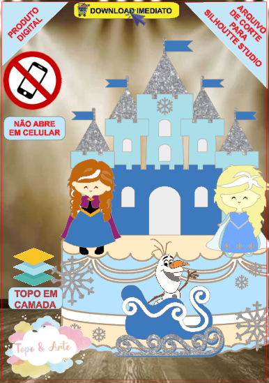 ARQUIVO de Corte Topo de Bolo Frozen Anna, Elsa, Sven - 21