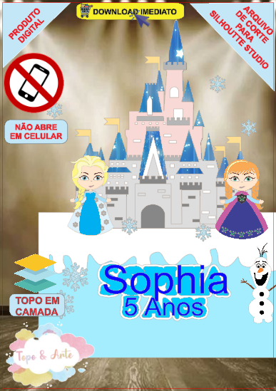 ARQUIVO de Corte Topo de Bolo Frozen Anna, Elsa, Sven - 23