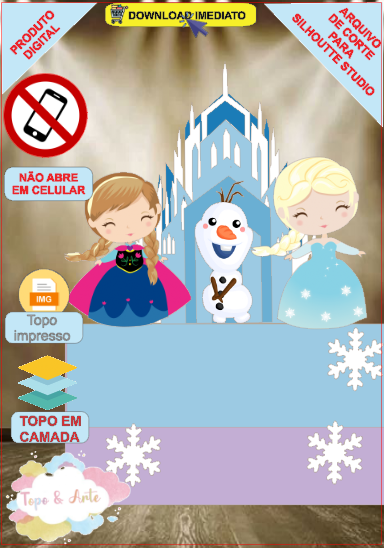 ARQUIVO de Corte Topo de Bolo Frozen Anna, Elsa, Sven - 24