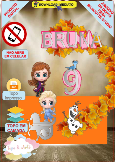 ARQUIVO de Corte Topo de Bolo Frozen Anna Elsa Sven Kristoff - 09