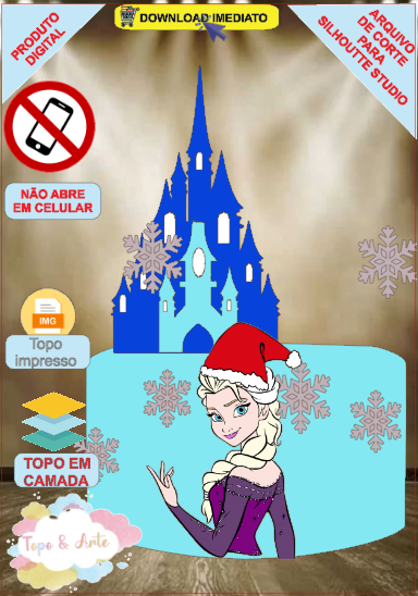 ARQUIVO de Corte Topo de Bolo Frozen Anna Elsa de Natal - 10