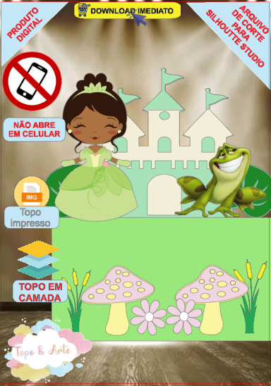 ARQUIVO de Corte Topo de Bolo A Princesa e o Sapo -13