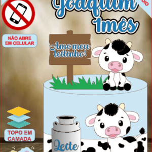 ARQUIVO de Corte Topo de Bolo Vaca Vaquinha Eu Amo Tete - 21