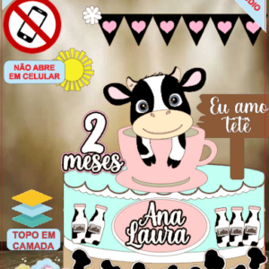 ARQUIVO de Corte Topo de Bolo Vaca Vaquinha Eu Amo Tete - 28