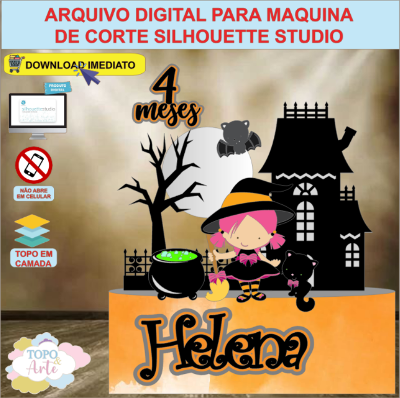 ARQUIVO de Corte Topo de Bolo Halloween Dia das Bruxas - 25