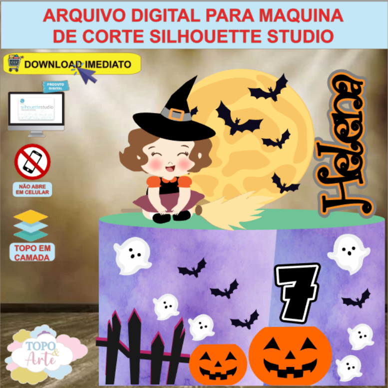 ARQUIVO de Corte Topo de Bolo Halloween Dia das Bruxas - 32