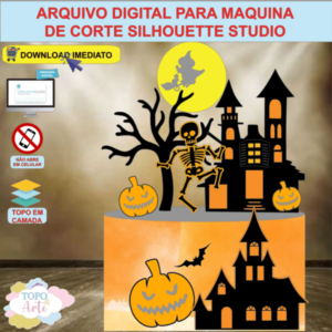 ARQUIVO de Corte Topo de Bolo Halloween Esqueleto - 24