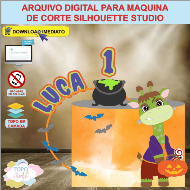 ARQUIVO de Corte Topo de Bolo Halloween Girafa - 29