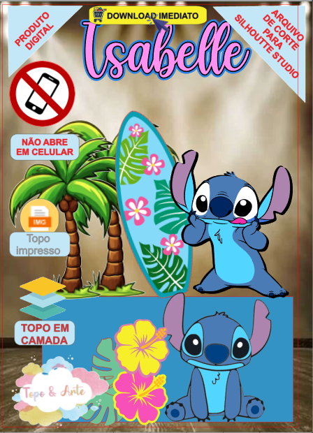 ARQUIVO de corte Topo de bolo Stitch 17