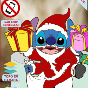ARQUIVO de Corte Topo de Bolo Stitch de Natal Papai Noel - 23