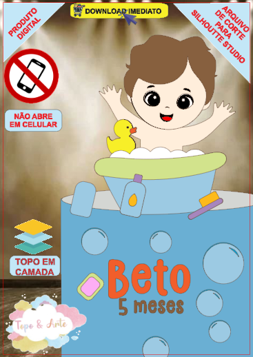 ARQUIVO de Corte Topo de Bolo A hora do Banho - 07