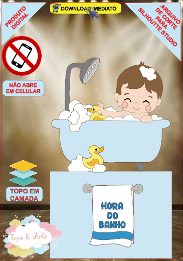 ARQUIVO de Corte Topo de Bolo A hora do Banho - 15