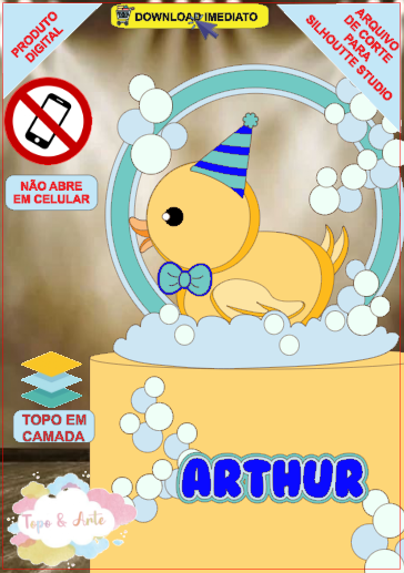ARQUIVO de Corte Topo de Bolo A hora do Banho do Patinho - 17