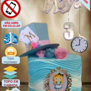 ARQUIVO de Corte Topo de Bolo Alice no Pais das Maravilhas - 01