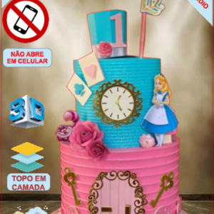 ARQUIVO de Corte Topo de Bolo Alice no Pais das Maravilhas - 02