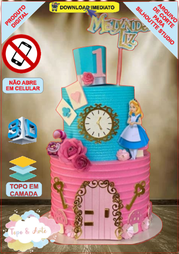 ARQUIVO de Corte Topo de Bolo Alice no Pais das Maravilhas - 02