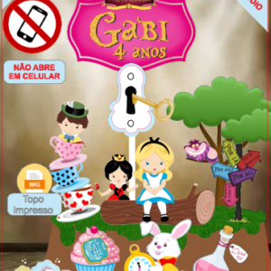 ARQUIVO de Corte Topo de Bolo Alice no Pais das Maravilhas - 06