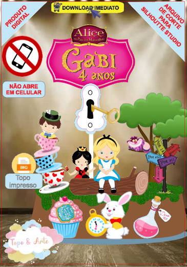 ARQUIVO de Corte Topo de Bolo Alice no Pais das Maravilhas - 06