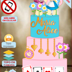 ARQUIVO de Corte Topo de Bolo Alice no Pais das Maravilhas - 10