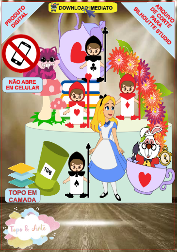 ARQUIVO de Corte Topo de Bolo Alice no Pais das Maravilhas - 14
