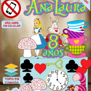 ARQUIVO de Corte Topo de Bolo Alice no Pais das Maravilhas - 16