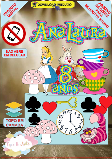ARQUIVO de Corte Topo de Bolo Alice no Pais das Maravilhas - 16